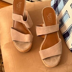 Franco Sarto Beige seude Slide Sandals size 9